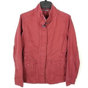 Toad & Co. Women Linen Organic‎ Cotton Light Jacket Size M Red Zip Up Pockets